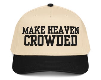 Cappello a 5 pannelli Make Heaven Crowded / Cappello cristiano / Cappello con ricamo Faith / Ricamo croce / Cappello da papà cristiano / Merchandising della chiesa
