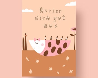 Get well soon postcard, A6