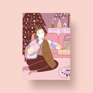 Cartolina "Ragazza di dicembre", A6 - Natale