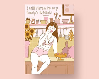 Postkarte "I will listen to my bodys needs", A6