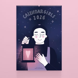 Illustrerad kalender 2026 - Kalender Flickor Väggkalender - Självkärlek och Mindfulness