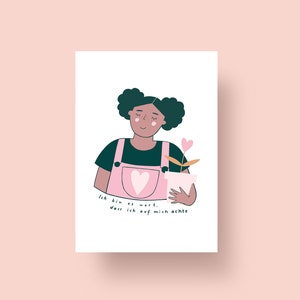 Postkarte "Ich bin es wert, dass ich auf mich achte", A6