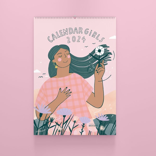 Illustrated calendar 2024 - Calendar Girls wall calendar - self-love and mindfulness