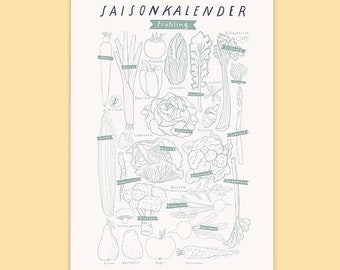 Seasonal calendar ‘Spring’ - Poster as digital file to print out yourself / Printable