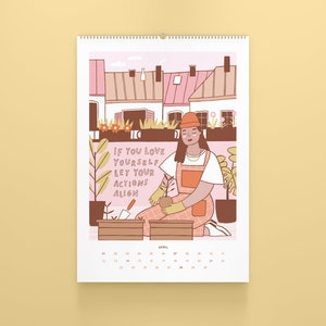 Illustrated calendar 2024 Calendar Girls wall calendar self-love and mindfulness image 6