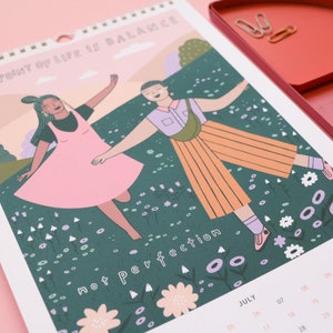 Illustrated calendar 2024 Calendar Girls wall calendar self-love and mindfulness image 8