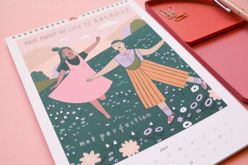 Illustrated calendar 2024 Calendar Girls wall calendar self-love and mindfulness image 8