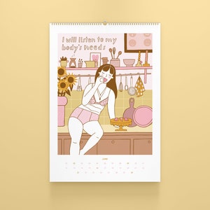 Illustrated calendar 2024 Calendar Girls wall calendar self-love and mindfulness image 9