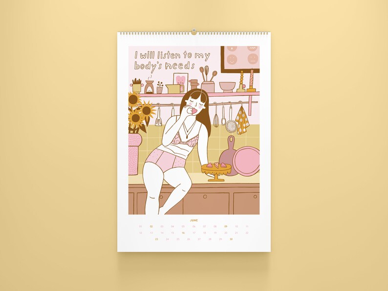 Illustrated calendar 2024 Calendar Girls wall calendar self-love and mindfulness image 9