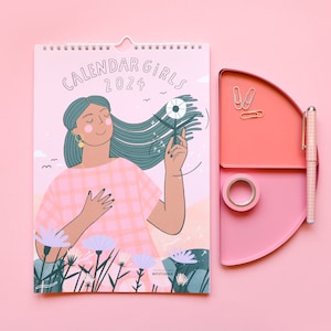 Illustrated calendar 2024 Calendar Girls wall calendar self-love and mindfulness image 2