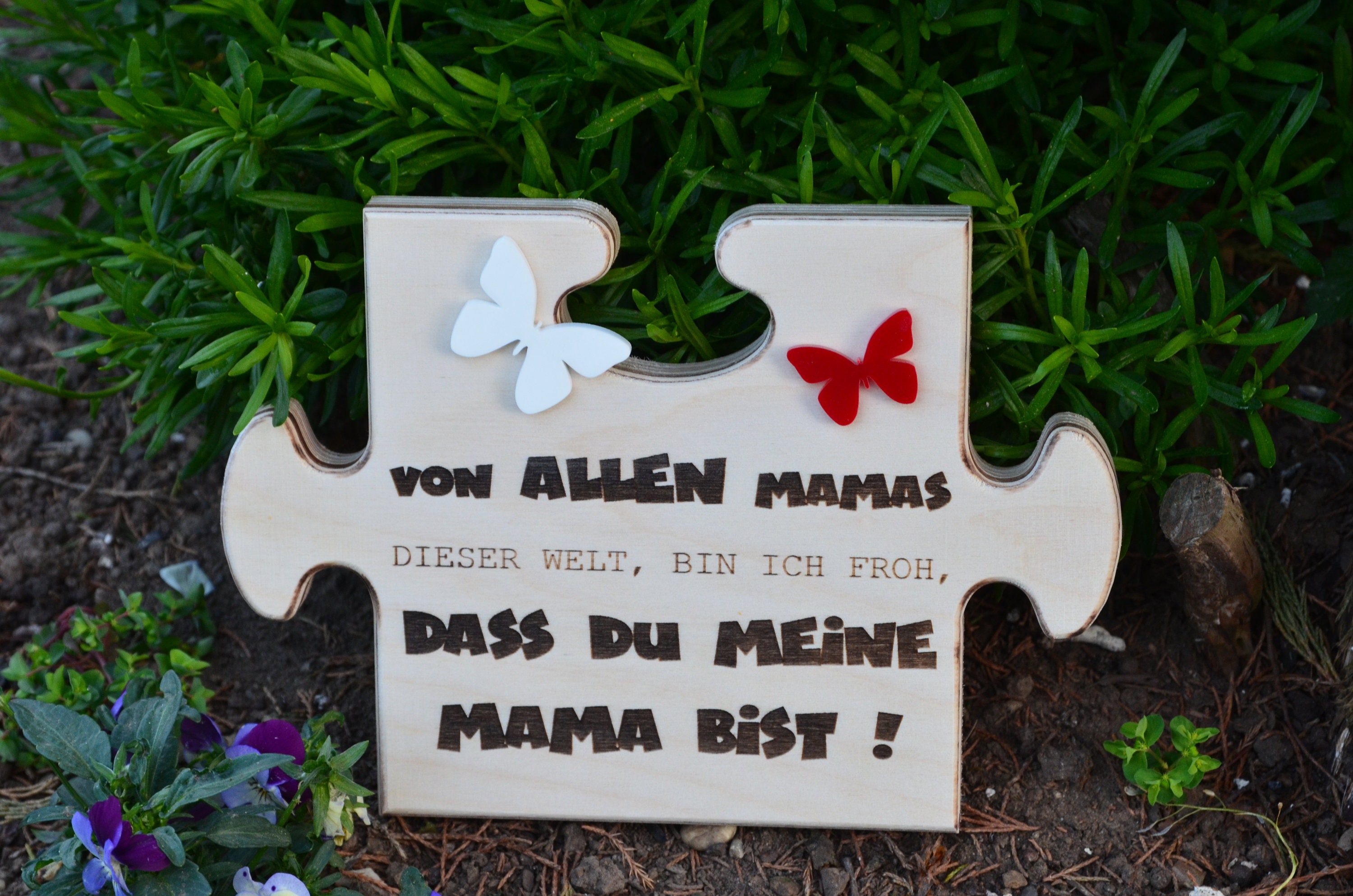 Muttertag Geschenk Holzdeko, Puzzleteil aus Holz, Spruch, Gravur mit