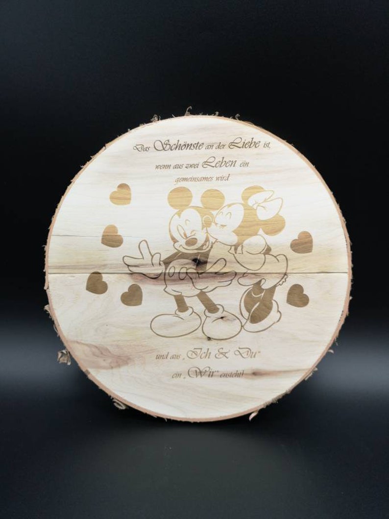 Bark diameter 24 cm-Wood Laser Engraving Photo Engraving MotifGift Friends Favorite Man Colleague Partner Love