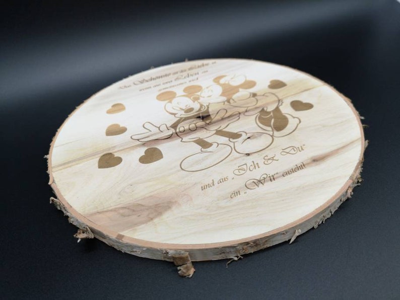 Bark diameter 24 cm-Wood Laser Engraving Photo Engraving MotifGift Friends Favorite Man Colleague Partner Love