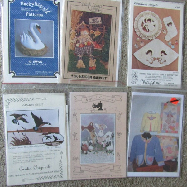 Lot of 6 Assorted Sewing Patterns Swan Hayden Harvest Canada Geese Christmas Angels+