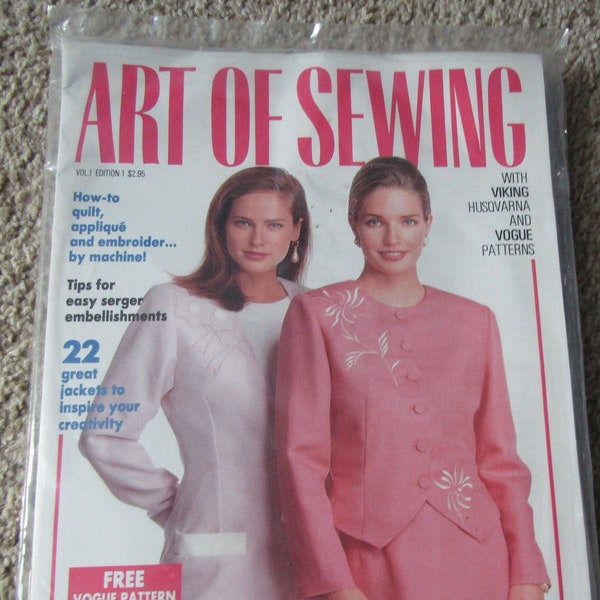 Vintage Art of Sewing Magazine Vol 1 Edition 1 New with Vogue Pattern 7844/1100...SEALED