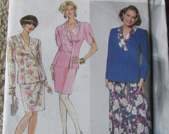 1991 Simplicity Pattern 7564 Misses' 2 Piece Dress with Full or Slim Skirt Sz 14-16 Uncut Envelope has wear on corners and around flap