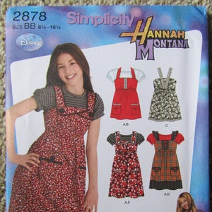 2006 Simplicity Hannah Montana Pattern 2878 Girls&#39; Plus Dress or Jumper, Top and Knit Top Sz 8 1/2-16 1/2 Uncut