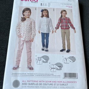 Burda Kids Pattern 9402 Girls&#39; Blouse Sz 3-4-5-6-7-8 Eur 98-128 Uncut