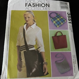 2002 McCall&#39;s Fashion Accessories Pattern 3551 Bags UNCUT