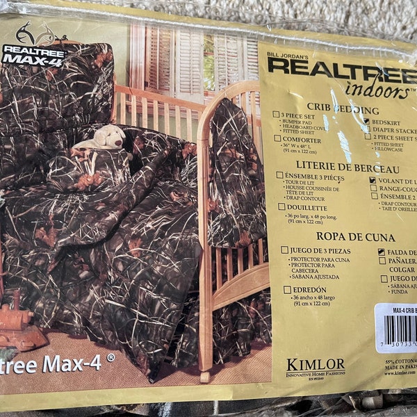 Kimlor Realtree Max 4 Indoors Crib Bedding BedSkirt Camo NIP