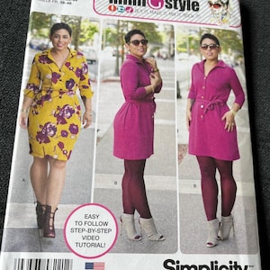 2016 Simplicity mimiGstyle-patroon 8221 damesjurk en stropdasriem maat 10-18 ongesneden