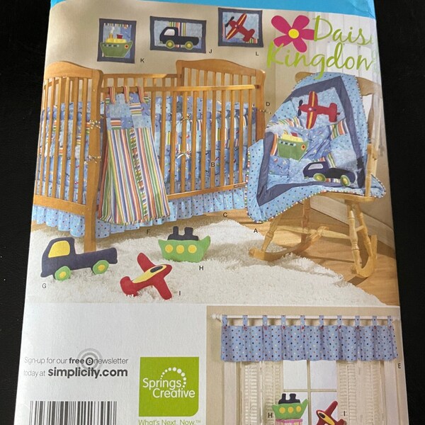 2010 Simplicity Pattern 2279 Nursery Accessories (Fitted Sheet, Bumpers, Dust Ruffle, Quilt++) Uncut