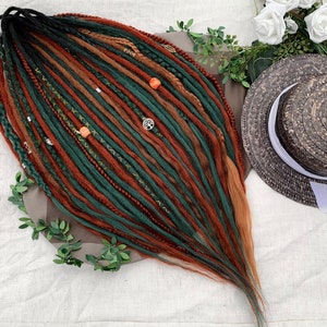 Celtic Herbalist | handmade custom made dreadlocks extensions | synthetic dreads | partial or full | Blonde Honey Red Wine Copper