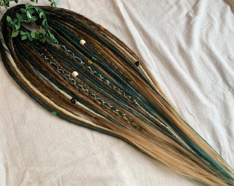 Deep Forest | custom made dreadlocks extensions | synthetic dreads | partial or full set |Brown Blond Lightblond Seagreen Black Ombre