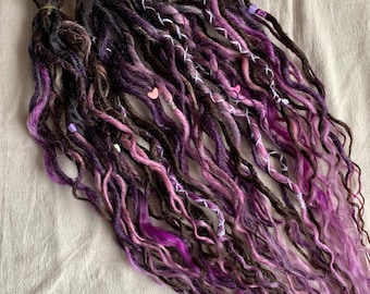 Licorne Lilas ONDULÉE | Extensions de dreadlocks lisses et fines SE ou DE | dreads synthétiques | ensembles complets partiels | Marron Ombre Violet Lilas Rose