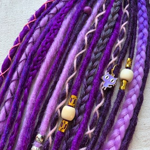 Purple Cat | SE or DE custom made dreadlocks extensions | synthetic dreads | Purple Lilac Violet