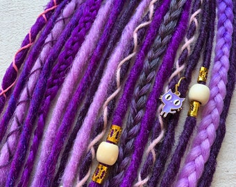 Chat violet | Extensions de dreadlocks sur mesure SE ou DE | dreads synthétiques | Violet Lilas Violet