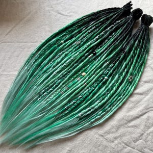 Green Witch | custom made dreadlocks extensions | synthetic dreads | Green Black Ombre Mint