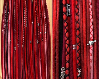 True Love | dreadlocks extensions | woll dreadlocks wool dreads no synthetic fire neon winered bright red black rose