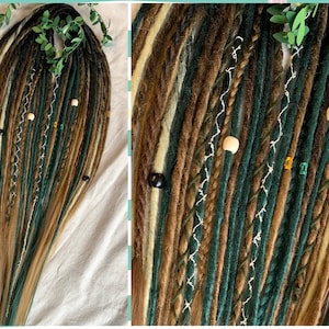 Deep Forest | smooth custom made dreadlocks extensions | SMOOTH synthetic dreads | Brown Blonde Light Blonde Seagreen Black Ombre