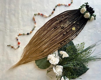 Black-Brown-Blonde Ombré - dreadlocks extensions custom made handmade synthetic dreads from Kanekalon