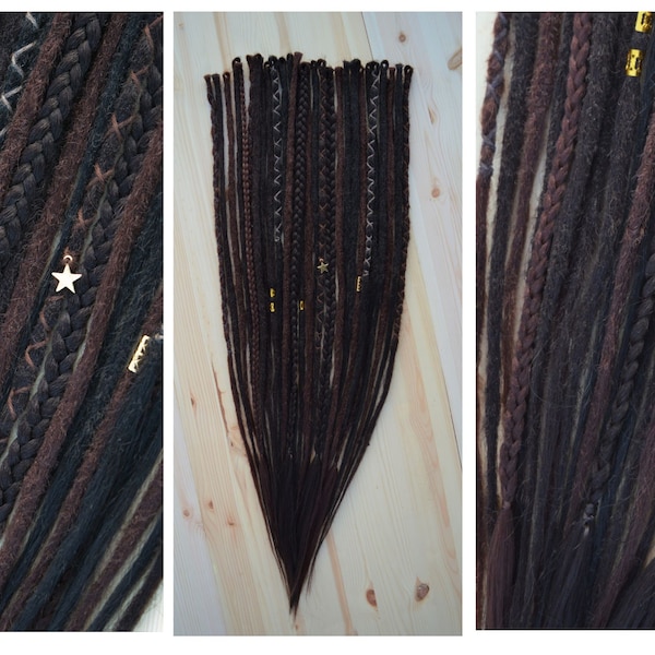 Hot Chocolate | SE or DE custom made dreadlocks extensions | full or partial set synthetic dreads | Brown White Darkbrown Lightblonde