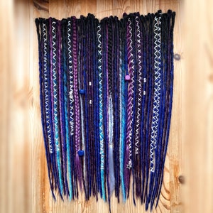 Purple River | SE or DE smooth dreadlocks extensions | synthetic dreads | partial or full sets| purple blue dark blue dark purple violet black