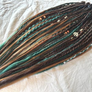 Dreadlocks synthétiques Dark Nature faites sur mesure à la main, marron, vert foncé, marron foncé