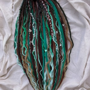 Peppermint | crochet custom made dreadlocks extensions | CROCHET synthetic dreads | Green Brown Blonde Seagreen Ombre Mint