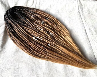 True Natural Black Brown Blonde Ombre custom made dreadlocks extensions handmade synthetic dreads from Kanekalon