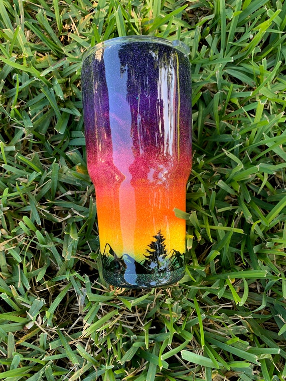 Sunset Tumbler / Ombre Custom Glitter Tumbler / Glitter Etsy
