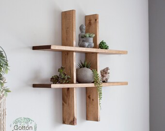 Solid Wood Interlocking Floating Shelf, Crystal, Succulent Shelf