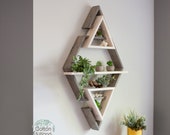 HEXAGON 3D Floating Display Shelf, 22.5 quot x35 quot . Solid Wood Shelf, Hexagon Triangle Crystal Shelf, Essential oil shelf, Succulent shelf