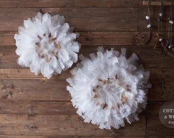 Feather Juju Hat, White Mandala Wall Decor, Boho Style