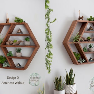 HEXAGON Floating Shelf, 21x18x3.5 , HONEYCOMB, Solid Wood Shelf, Hexagon Crystal Shelf, Essential oil shelf, Succulent shelf image 3