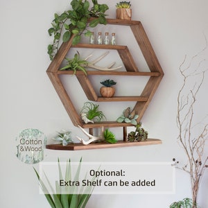 HEXAGON Floating Shelf, 21x18x3.5 , HONEYCOMB, Solid Wood Shelf, Hexagon Crystal Shelf, Essential oil shelf, Succulent shelf image 8