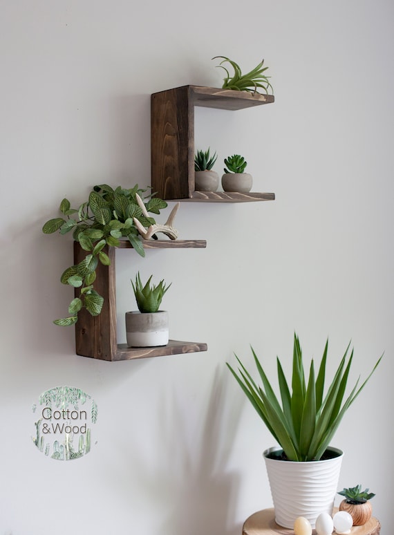 Set Of 2 Three Sided Square Floating Shelves Etsy