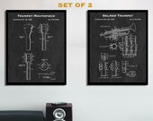 Trumpet Mouthpiece Patent Print Set - Set Of 2 Trumpet Patent Posters - Music Studio Decor - Trumpet Wall Art - Trumpeter Gift - Brass Art