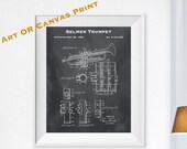 1939 Selmer Trumpet Patent Art Print - Personalized Print - Antique Brass Instrument Blueprint - Music Teacher Gift - Paper Ephemera