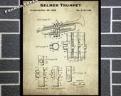 1939 Selmer Trumpet Framed Patent Print - Framed Music Patent Print - Music Store Decor - Gift Idea For A Trumpeter - 1930 39 s Music Poster